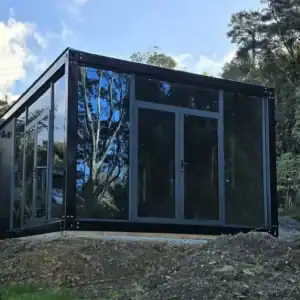7x4m Flat Pack Cabin with Glass Wall